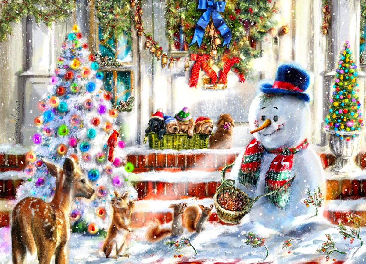 Sneeuwman en Vrienden Legpuzzel 1000 stukjes Kerstthema Puzzel voor Volwassenen en Gezinnen