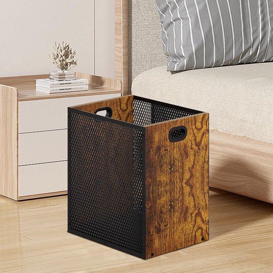 Prullenbak van hout, 16,8 l, papiermand, groot, met retro design, voor
