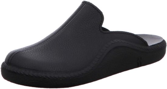 Romika Mokasso 202 Pantoffels voor heren, echt leer, pantoffels met geïntegreerde gewrichtssteun, zwart 100, 42 EU Breed
