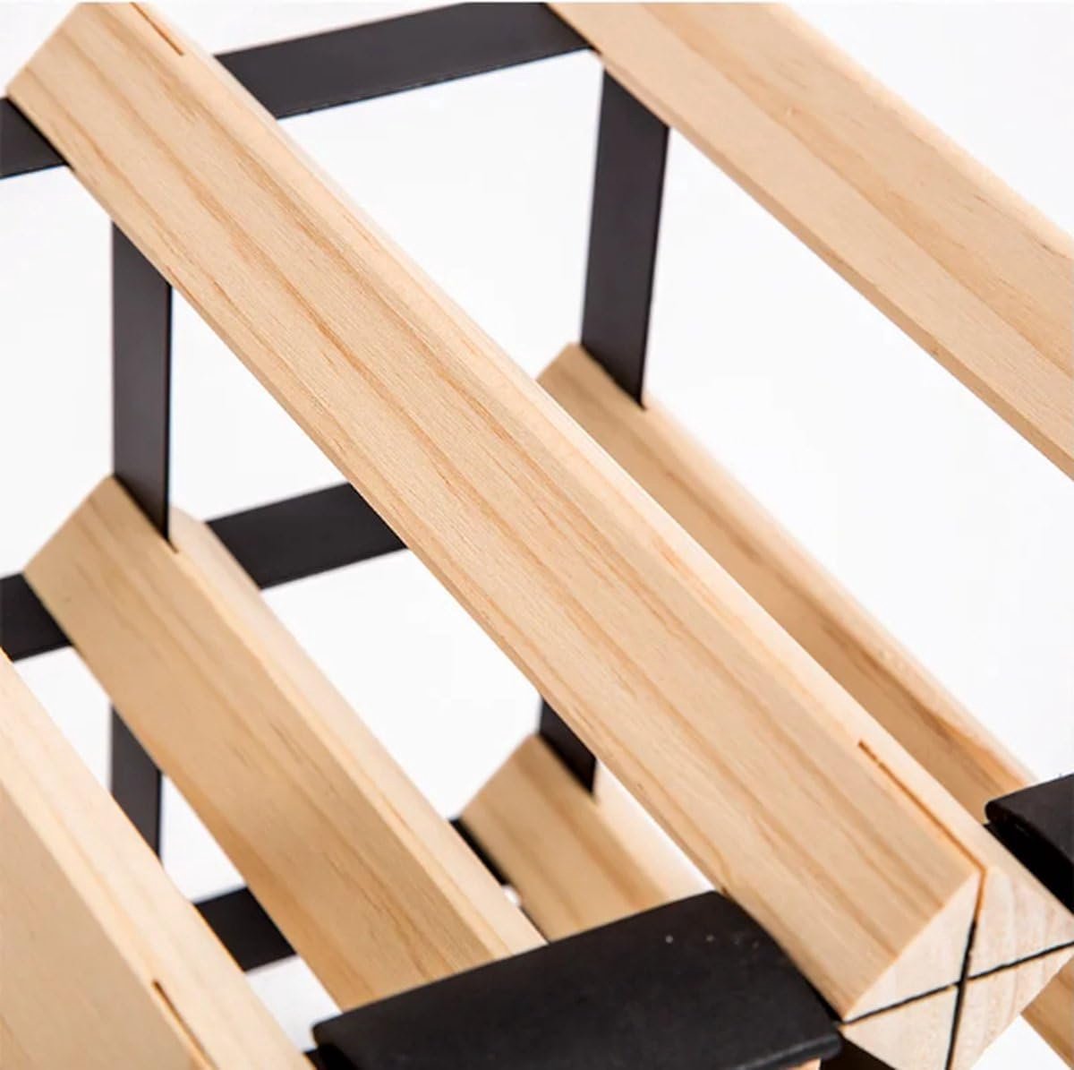 Luxe Houten Wijnrek voor 91 Flessen - Stabiele Metalen Flessenhouder met Design