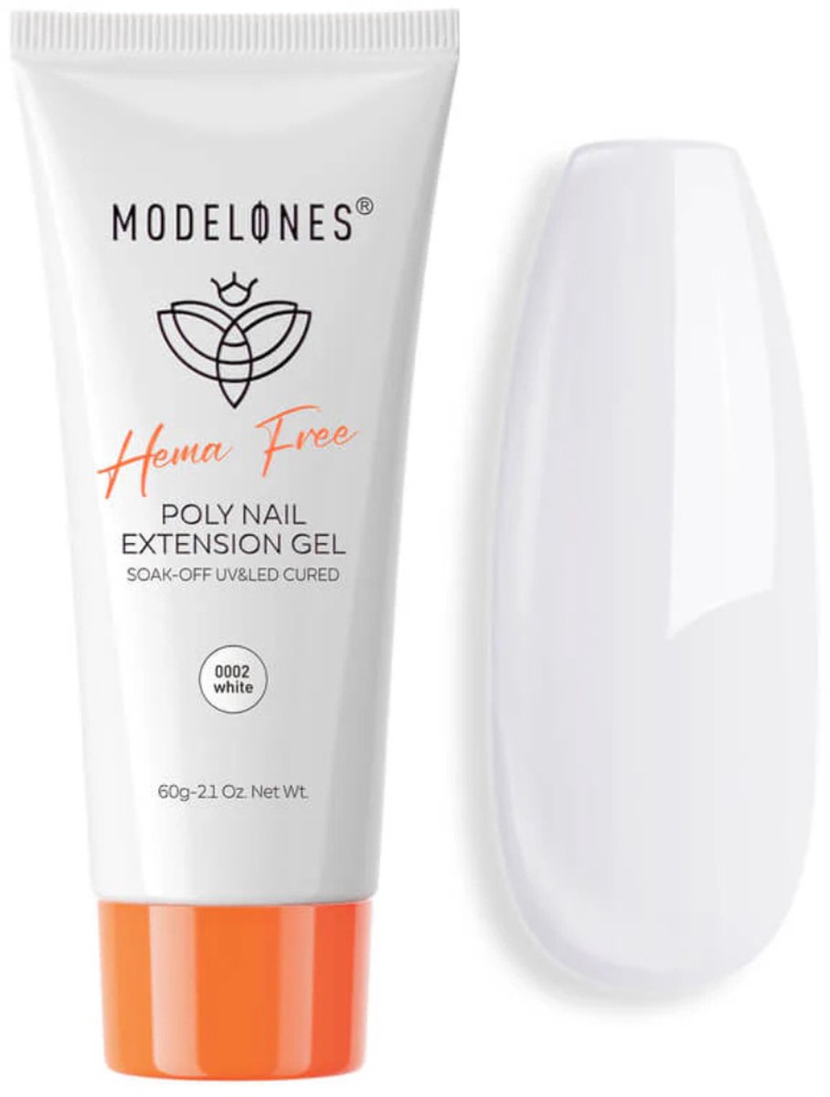 Modelones - Milky White - HEMA & TPO-vrije Polygel - Poly Nail Gel 60 g - Nagelverlenging - UV/LED - Niet-plakkerige formule