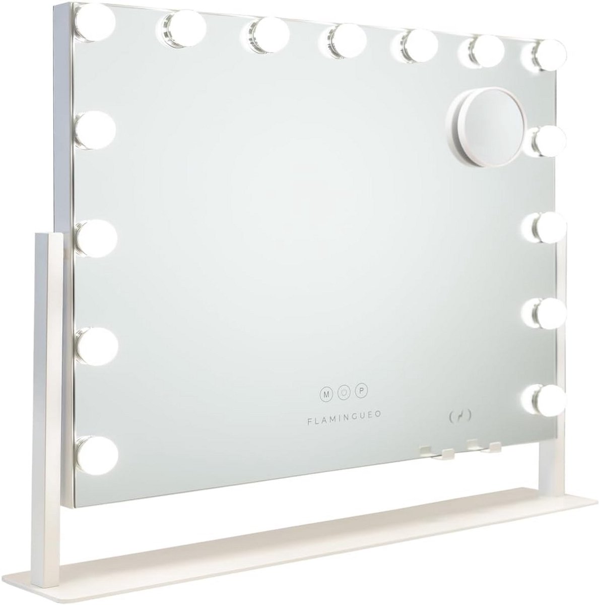 Verlichte Make-up Spiegel met 15 LED's, Dimbaar Licht en Draadloze Oplader