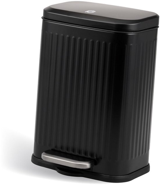 Relaxdays afvalbak, 10L kunststof binnenemmer met softclose, pedaal