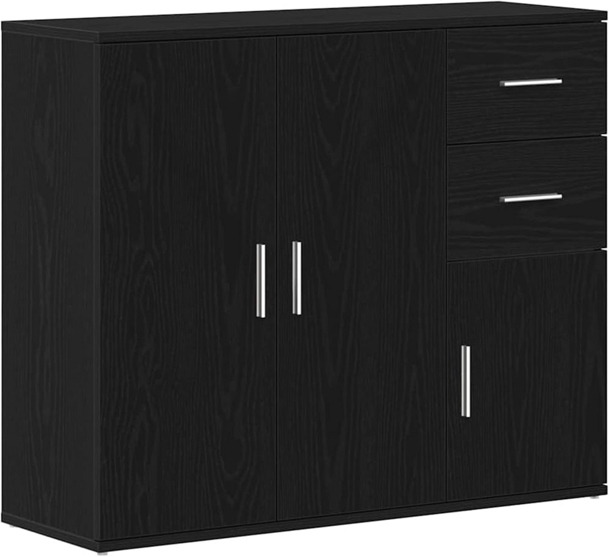 Dressoir met Kastruimte Zwart Eiken Houtvezelplaat