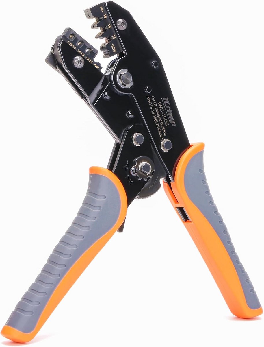 Professionele Krimptang voor Open Barrel Contacten 0,75-2 mm² met Positioneerhulp