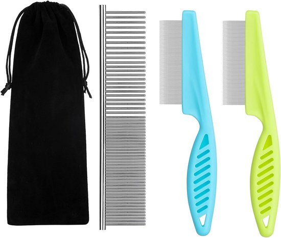 Cat Dog's Flea Comb, Vlooienkam om lang haar, hond en kat, kleine en kleine honden en kattenvlooien te verwijderen