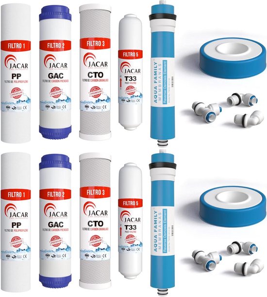 Set van 4 Compacte Omgekeerde Osmose Filters Set van 4 Compacte Omgekeerde Osmose Filters