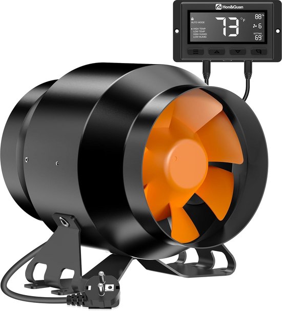 Hon&Guan 100 mm buisventilator, super luchtstroom, 360 m³/u, stille EC-motor, voor kweektent, broeikas, garage, keuken
