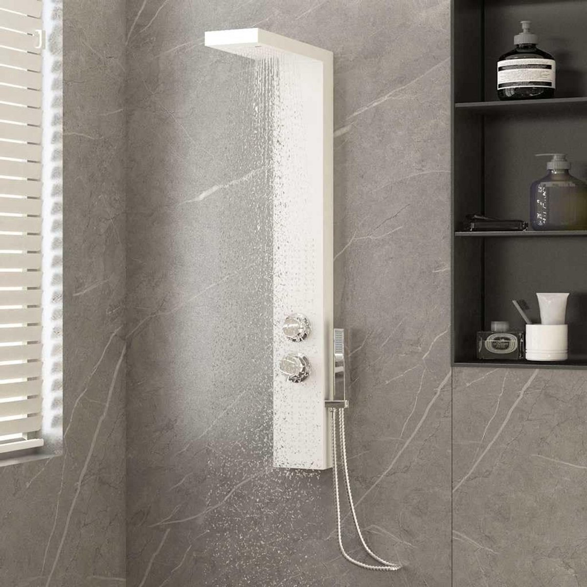 Multifunctioneel Douchepaneel met Regendouche, Waterval en Massagejets