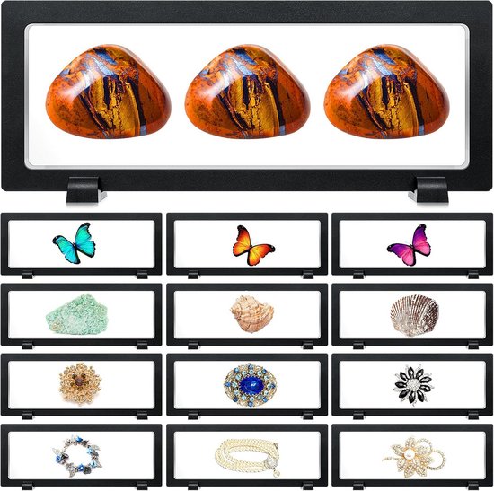 Skelang 10 stuks munt vitrinekast, 3d drijvende displayframe, drijvende vitrinekast voor munt, stempel, sieraden, 7 × 7 cm