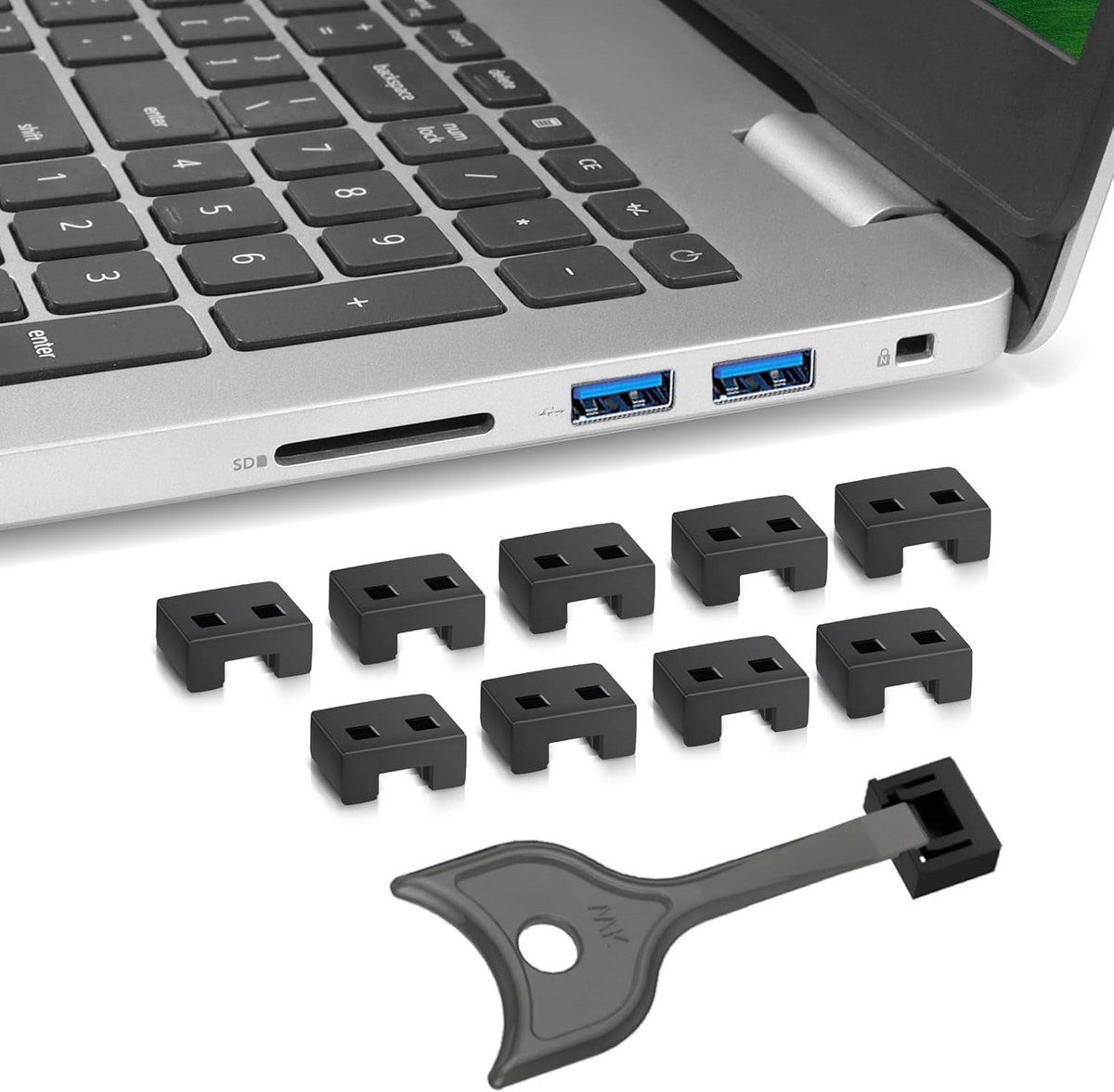 10 Stuks USB A Poortblokkers - USB Beveiliging & Stofpluggen voor PC en Laptop