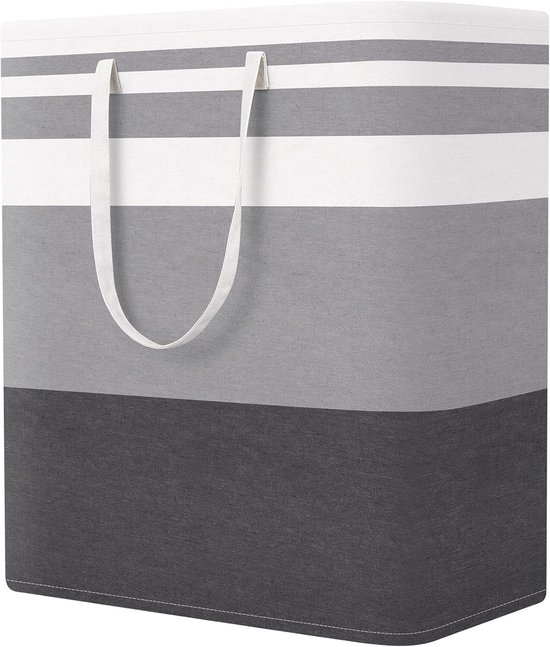 efluky Opvouwbare wasmand 60 l, opvouwbare opbergmand van bamboestof, opvouwbare wasmand, wasmanden voor slaapkamer, badkamer (beige
