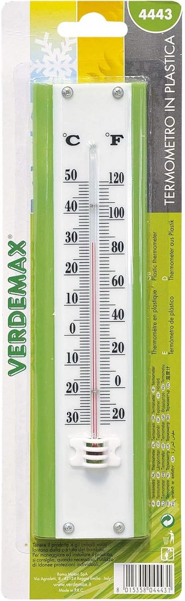 Buiten thermometer 22cm van kunststof