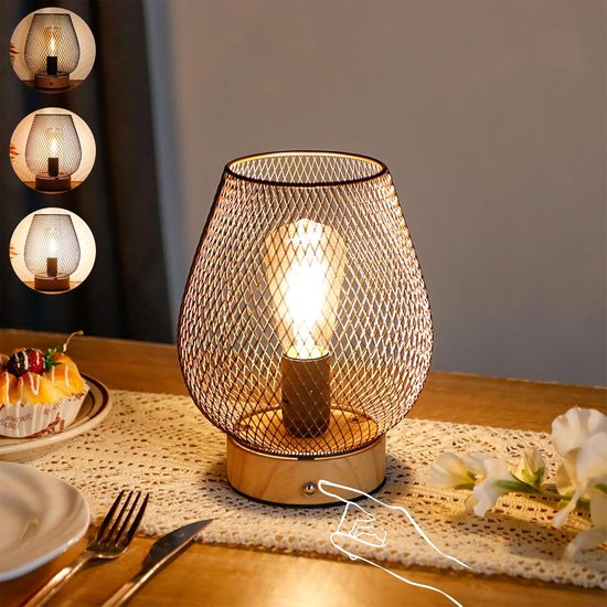 Batterij aangedreven lamp, draadloze tafellampen voor huisdecoratie, batterij aangedreven nachtlampje met LED-lamp, decoratief glas naast lamp voor slaapkamer woonkamer - groen