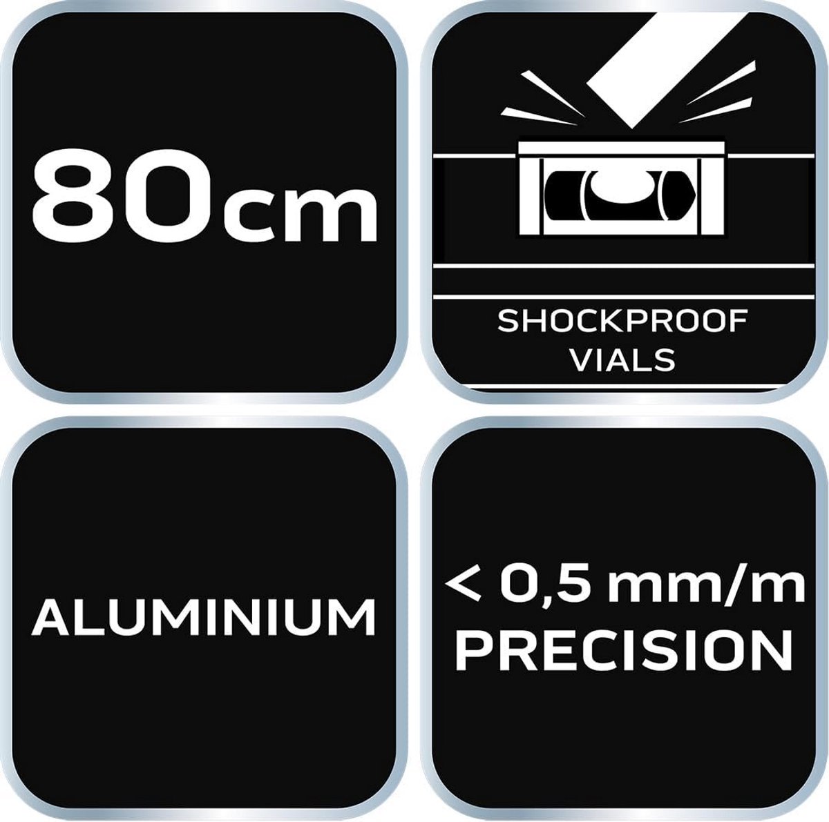 Aluminium Waterpas met Hoge Precisie en Ingebouwde Libellen