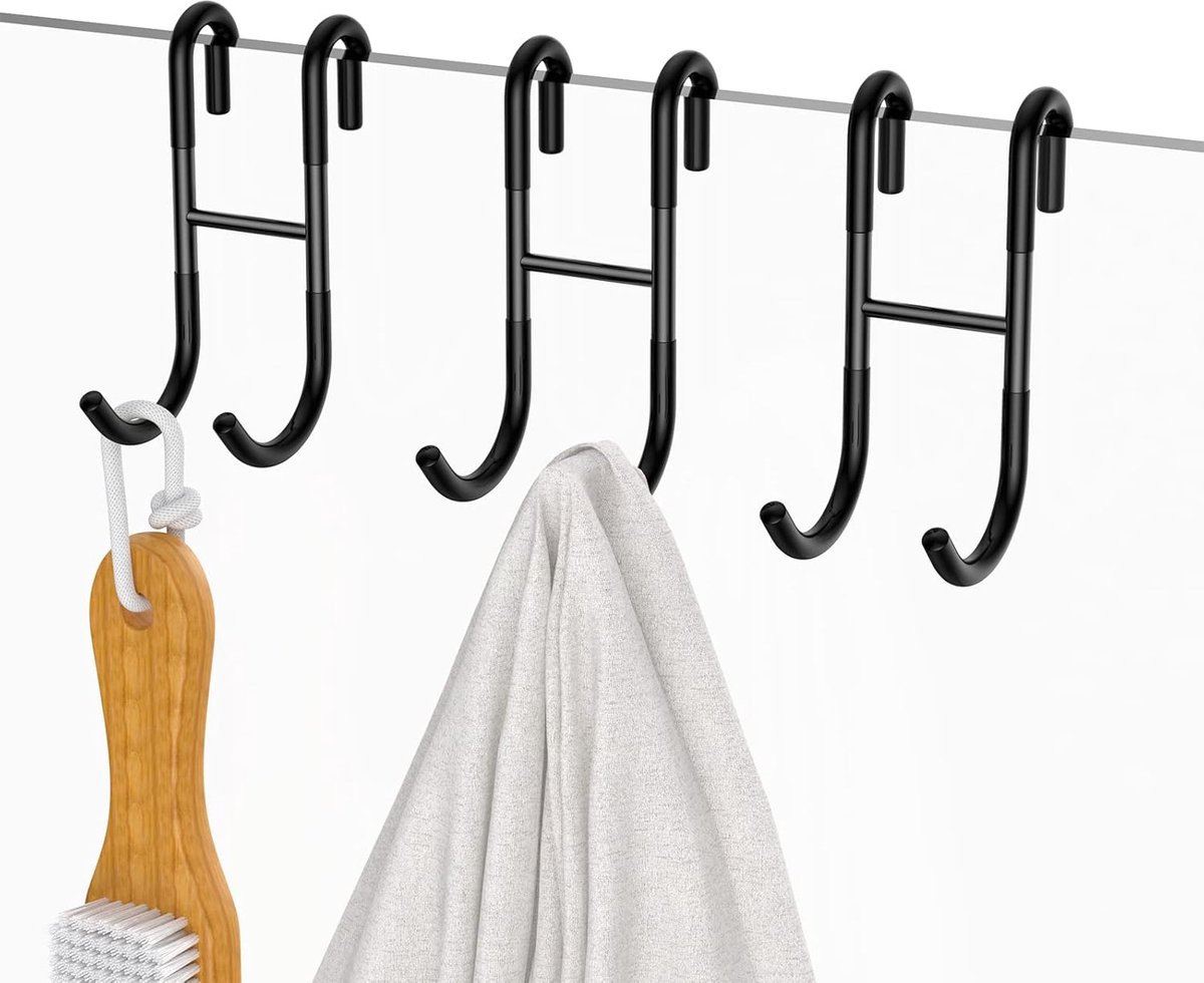 KZQ Douchedeurhaken, 3-pack, voor glazen douchedeuren, verguld, roestvrij staal 304, frame