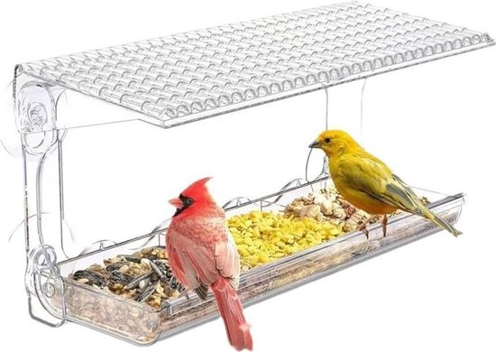 Vogelvoederhuisje voor aan het raam, acryl vogelhuisje voor aan het raam