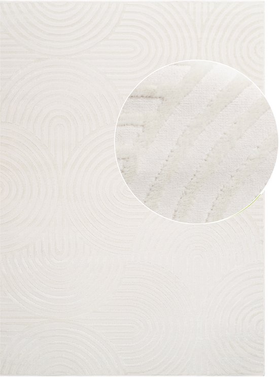 Tapiso Hygge Tapis Wit Cassé Géométrique Poils Courts Taille - 200x300