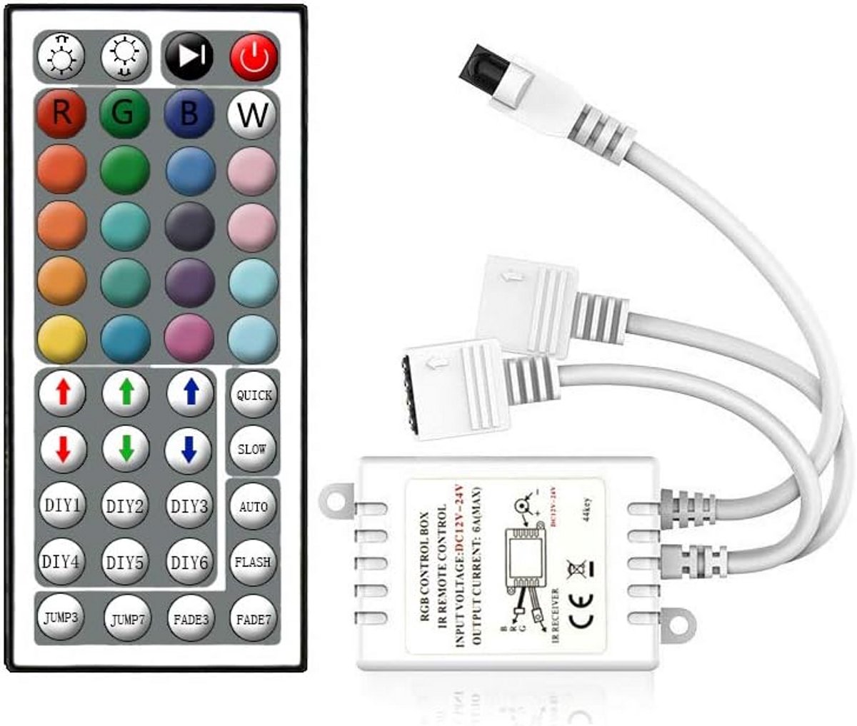 RGB LED Strip Controller met 44 Toetsen IR Afstandsbediening voor 12V Lichtbanden