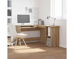 Hoekbureau | Computerbureau | Tafel 120x140x75 cm bewerkt hout artisanaal eikenkleur