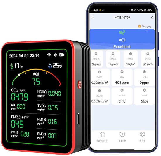 Medidor De Calidad Del Aire Pm2.5 Pm10 Hcho Tvoc Co Co2 Dete | Cuotas