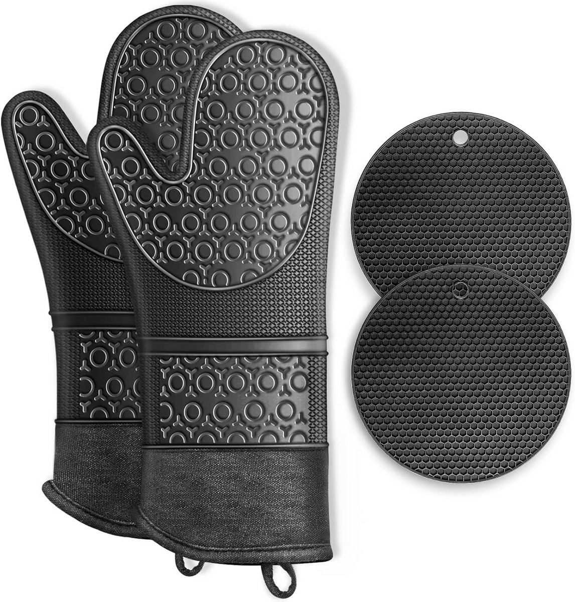 Hittebestendige Ovenwanten en Potholders Set - 4 Delig - Maximale Bescherming tot 300°C