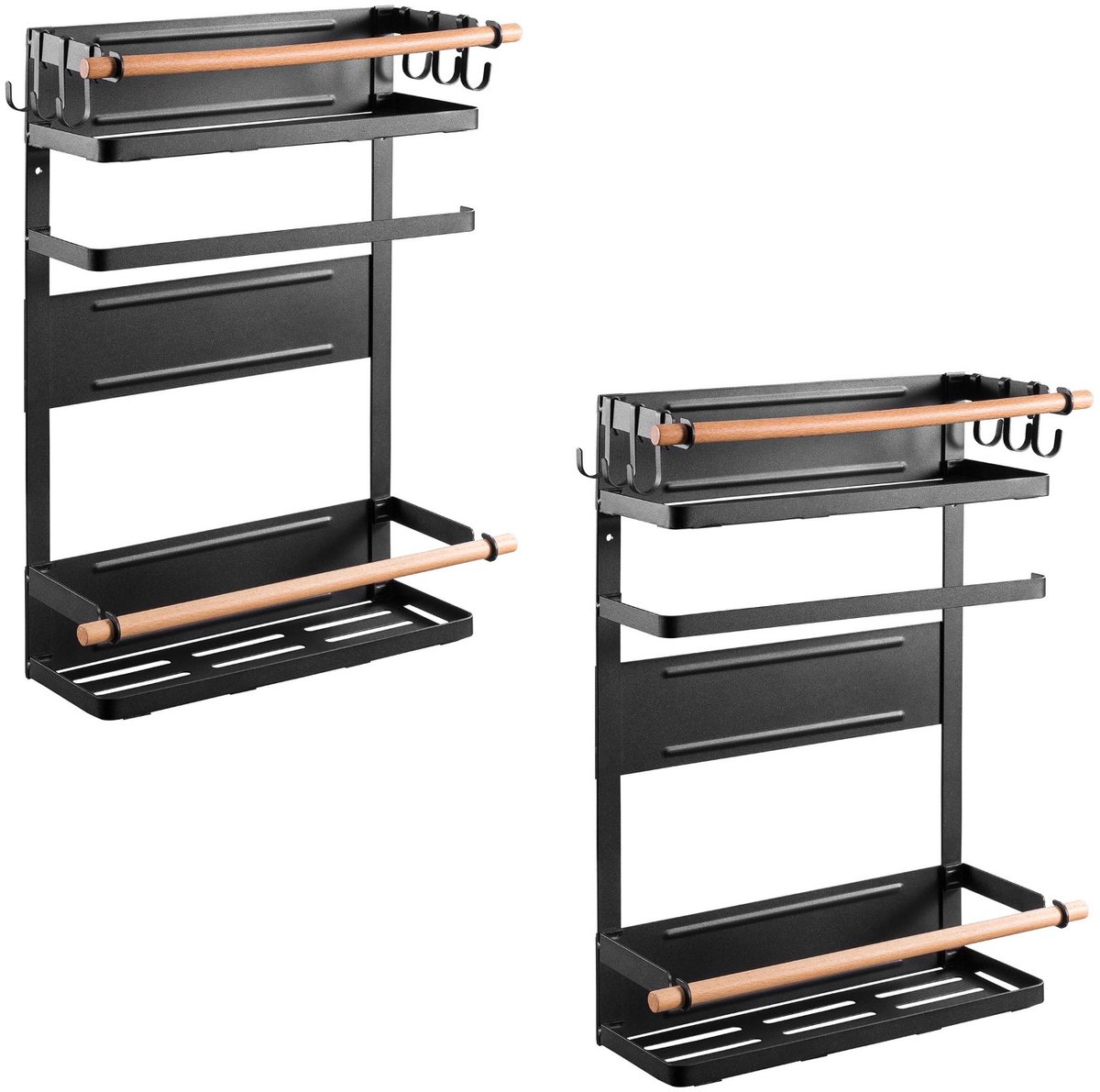 Maclean - 2 stuks - Magnetische plank keuken organisator voor koelkast - Zwart