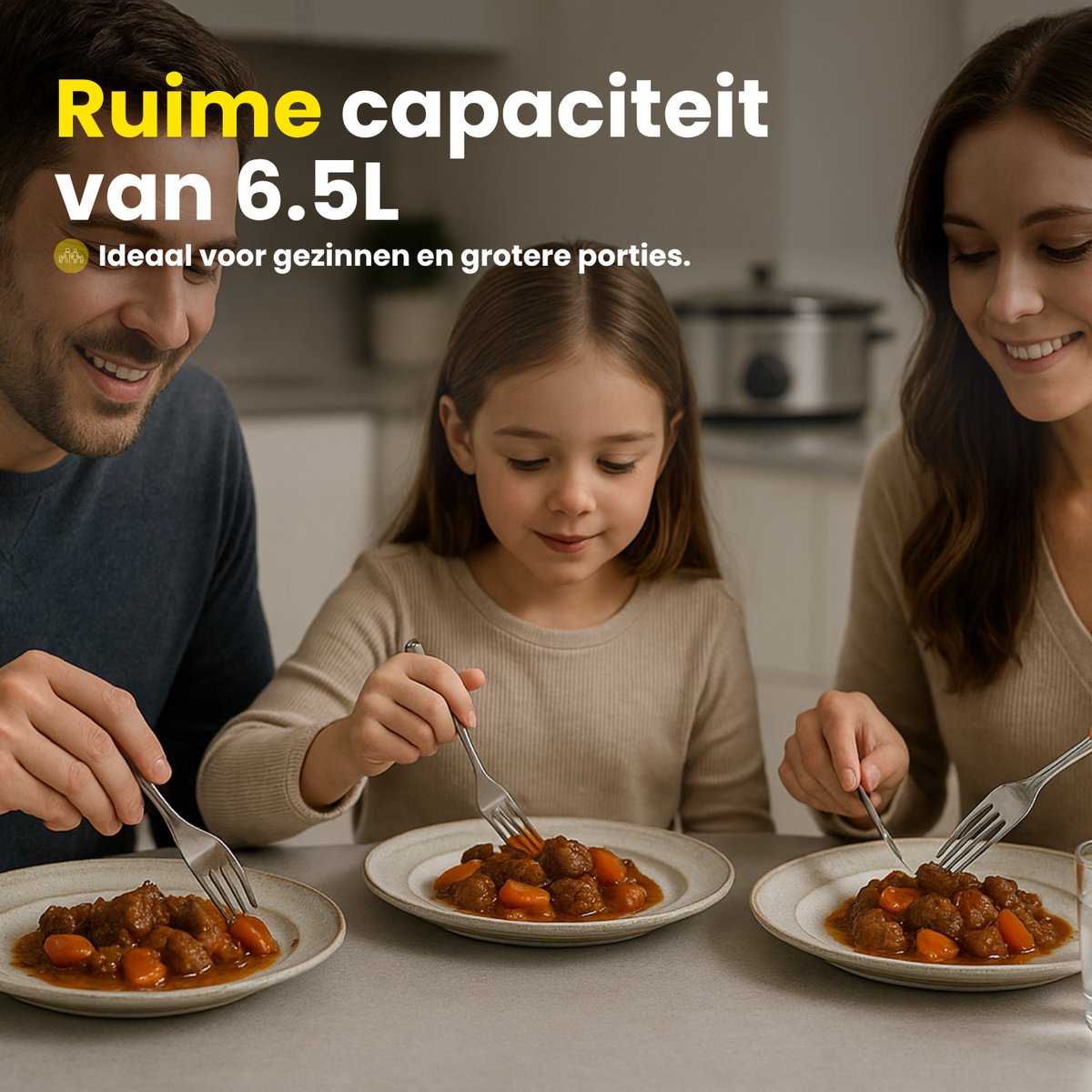 COOK-IT Slowcooker 6,5L RVS met Warmhoudfunctie - afbeelding 3