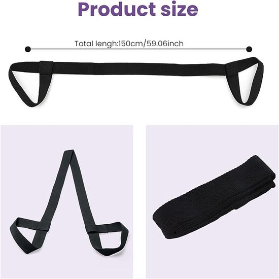 Yogamat Riem - Yogamat draagriem - Straps - Verstelbare schouderbanden - draagriem voor yogamat - opberg riemen voor yogamatten - voor opslag en organisatie - zwart - 38 mm x 1,5 m - (mat niet inbegrepen) van Avento — afbeelding 5