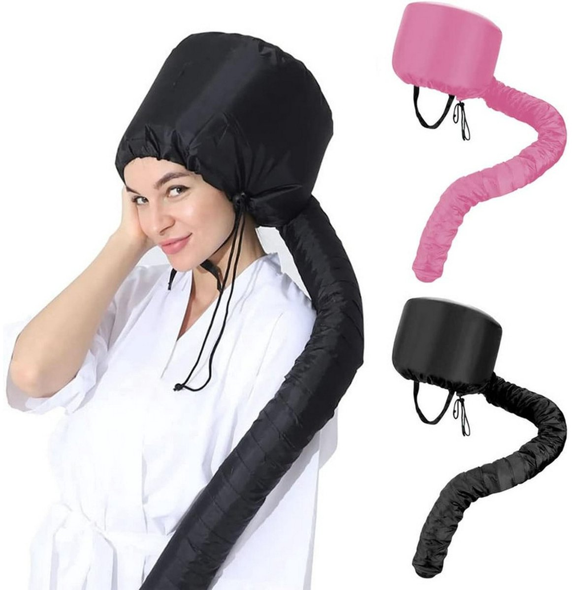 2 stuks Droogkap - Draagbaar - Elektrische föhn kap - Föhn Kap - Duurzaam - Haardrogeropzetstuk - helm-droogkap voor haar - voor het föhnen van krullend haar - verstelbare mesh-blaaskap - haardroger met kapvormige diffuserkap - Zwart en roze