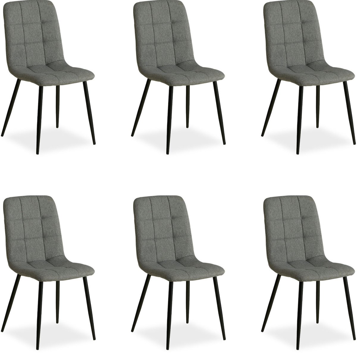 Homestyle4u Eetkamerstoelen van Linnen - 6 Stoelen - Grijs