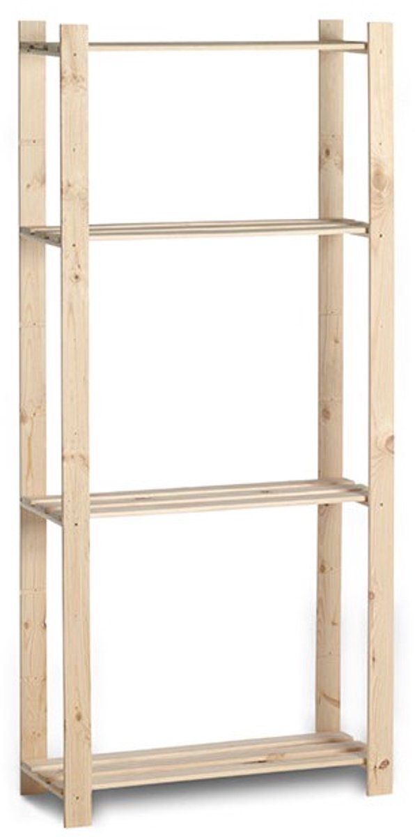 Houten opbergrek enkel 15kg 4 legplanken - smal - Galico - Stellingkasten - Bruin - Hout - Stellingkasten -