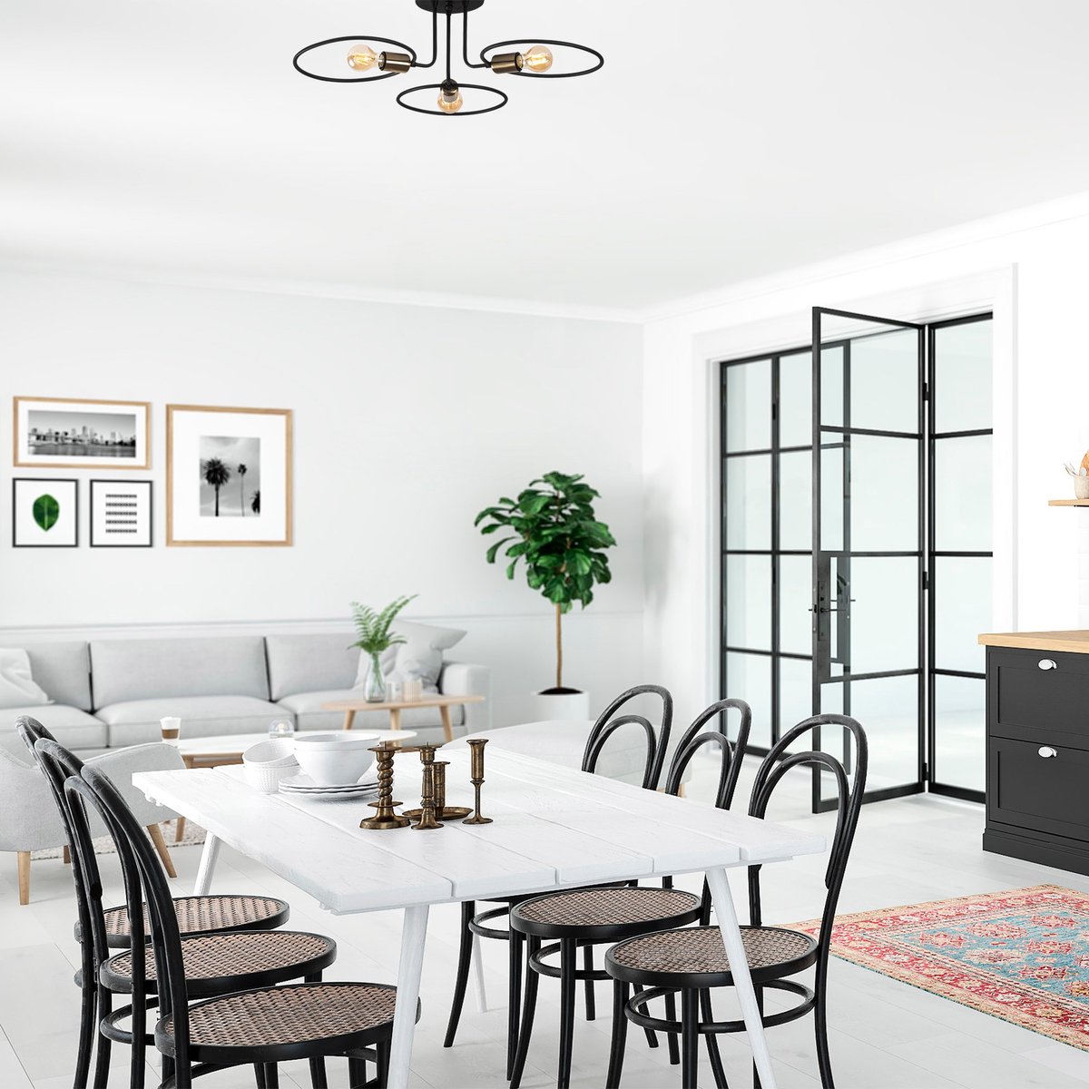 Circle Kroonluchter | IJZEREN BODY | Zwart - Asir Group - Plafondlampen - Zwart - Metaal - Plafondlampen -