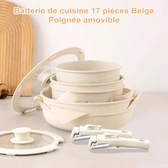 tectake® 17-delige Pannenset, Koekenpannen, Grillpan, Kookpannen