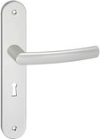 Aluminium Impresso Burton deurkruk op een ovaal deurschild met sleutelgat.