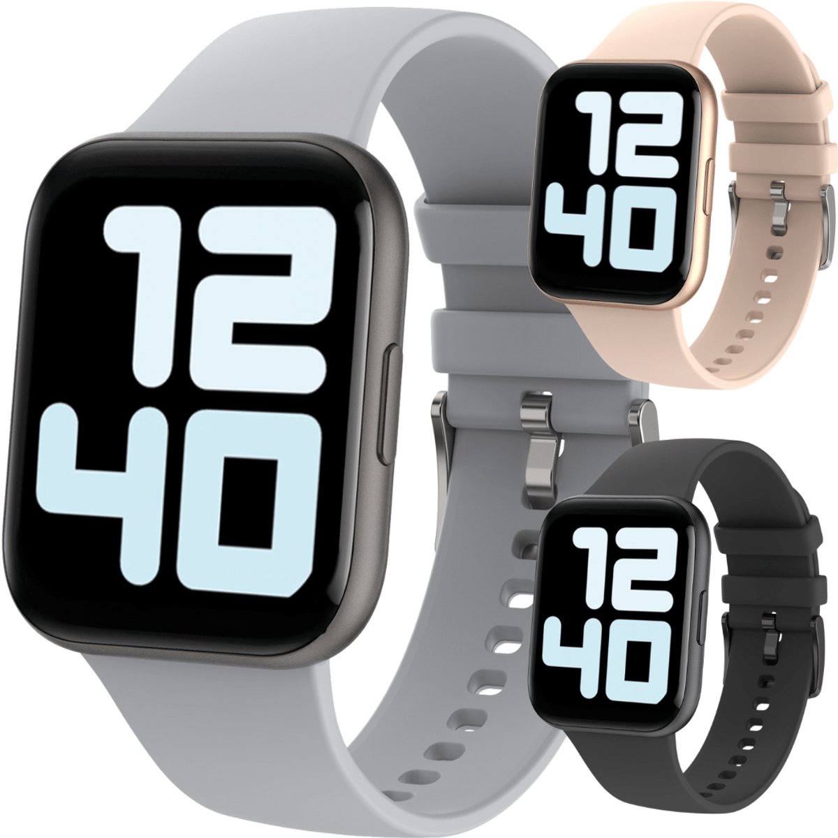 Cinturio SQ1 Grey - Smartwatch voor heren en dames - Sporthorloge - lichtgewicht - super dun