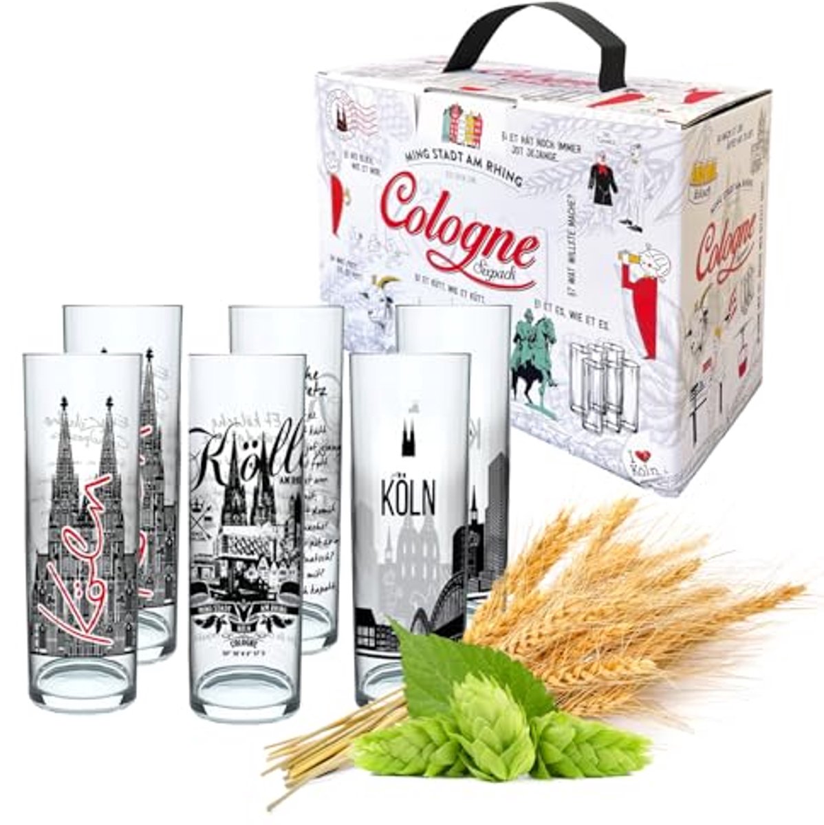 Kölschglas Set van 6 stuks - kleurrijke bierglazen voor de echte liefhebber