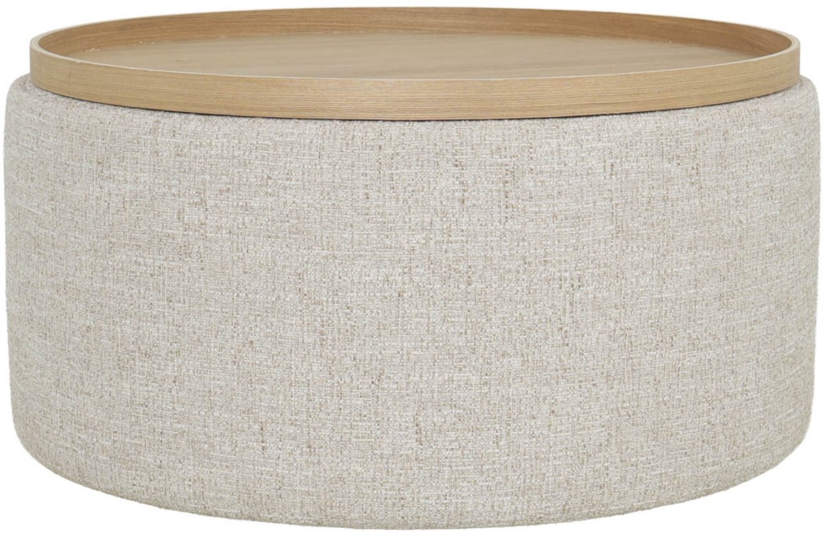DÉJA Living Salontafel Zara - Rond Beige/Naturel - Incl. Opbergruimte - Ø80cm