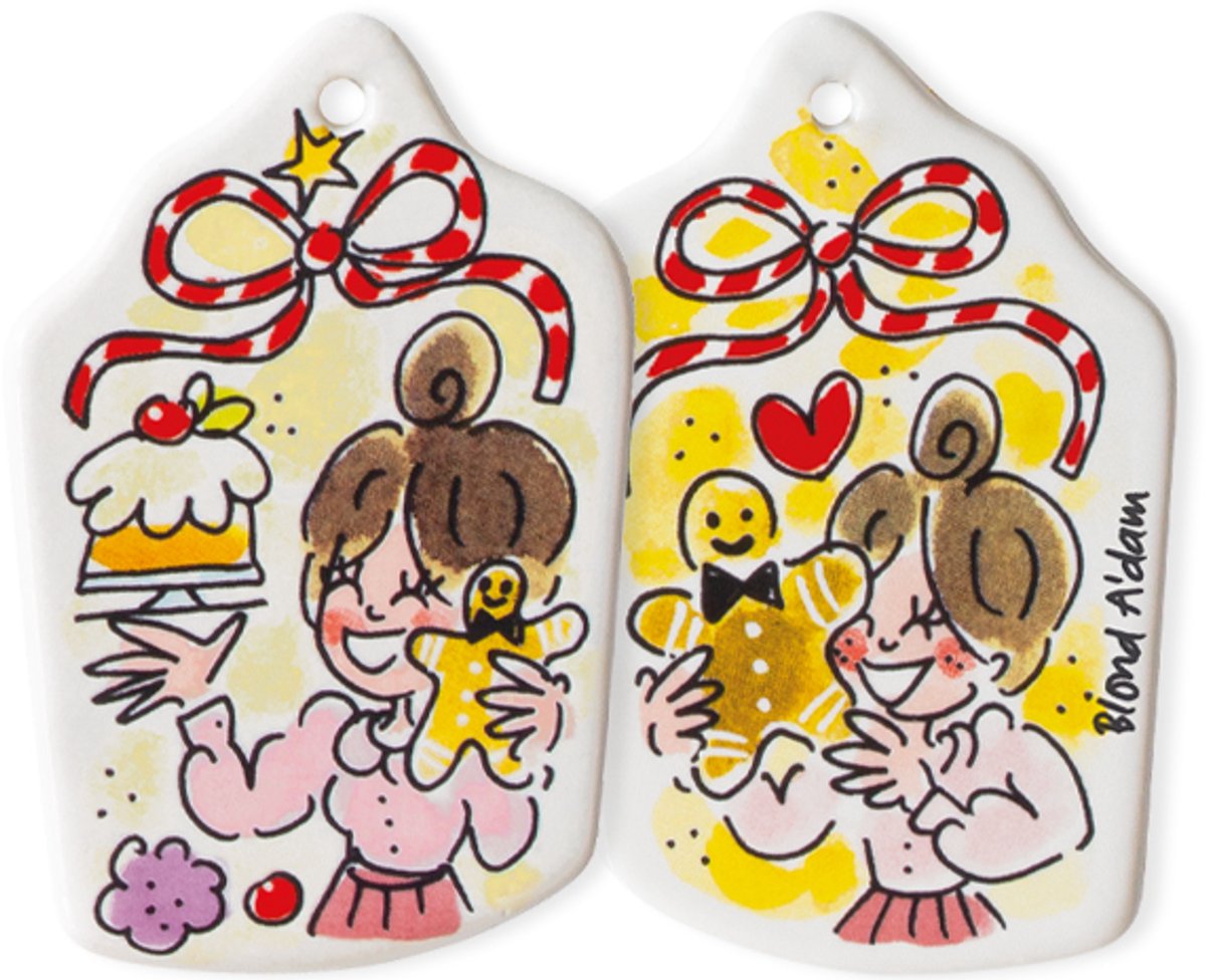 Blond Amsterdam Kersthanger Gingerbread - Handbeschilderde aardewerken kerstdecoratie in vrolijke kleuren met Kerstthema.