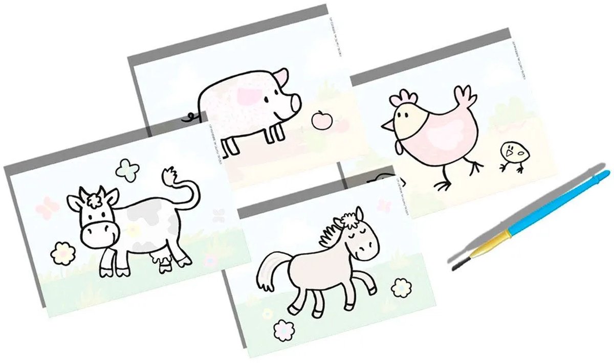 SES Creative- My First - Kleuren met Water - Boerderij dieren – verven - Zonder Geknoei - inclusief 4 kleurplaten en kwast - steeds opnieuw te gebruiken – 1 tot 4 jaar — afbeelding 3