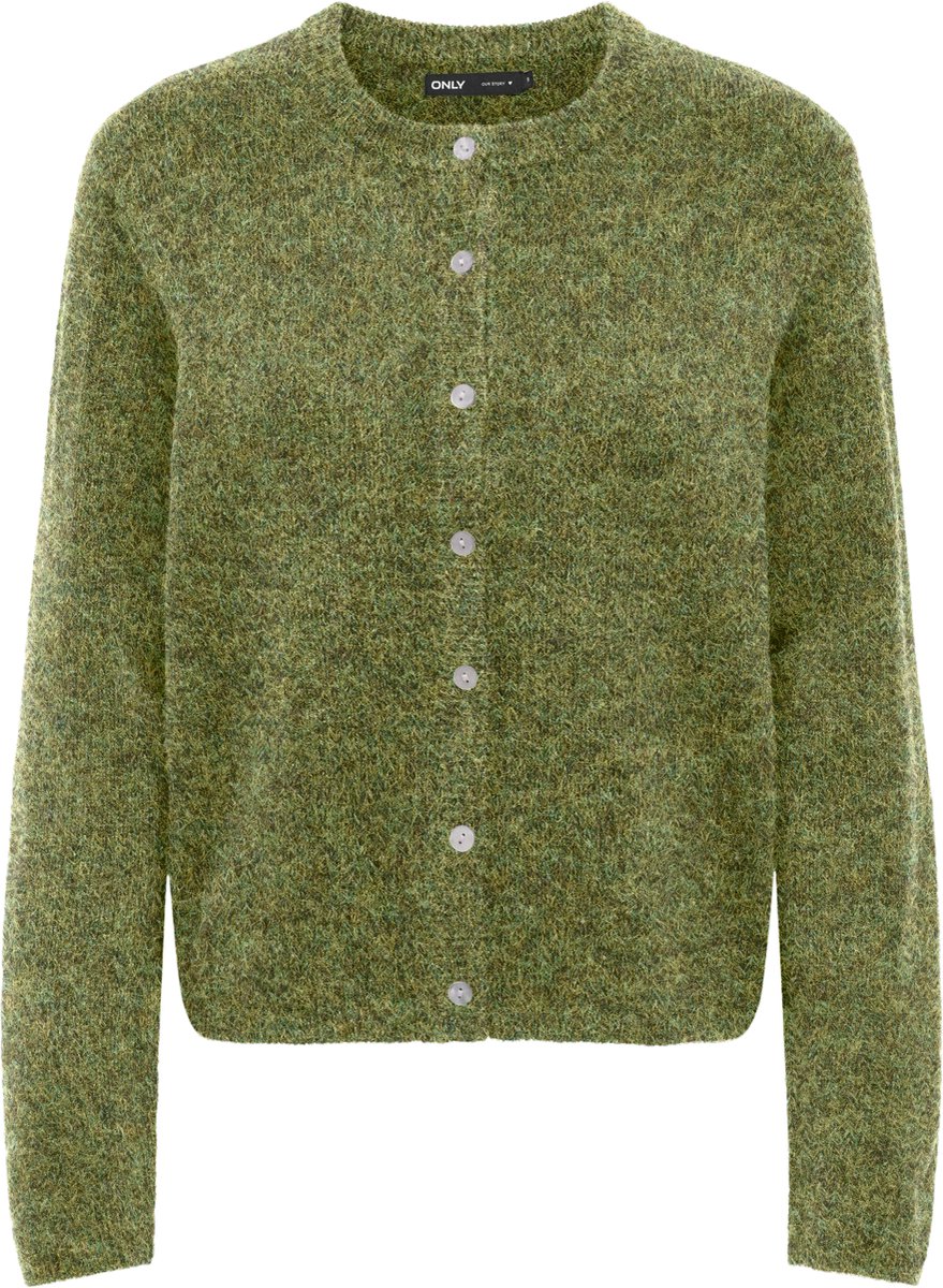 Only groene dames vest   Ronde hals   Regular fit   Gemeleerd patroon   Knoopsluiting   Lange mouw Groen M