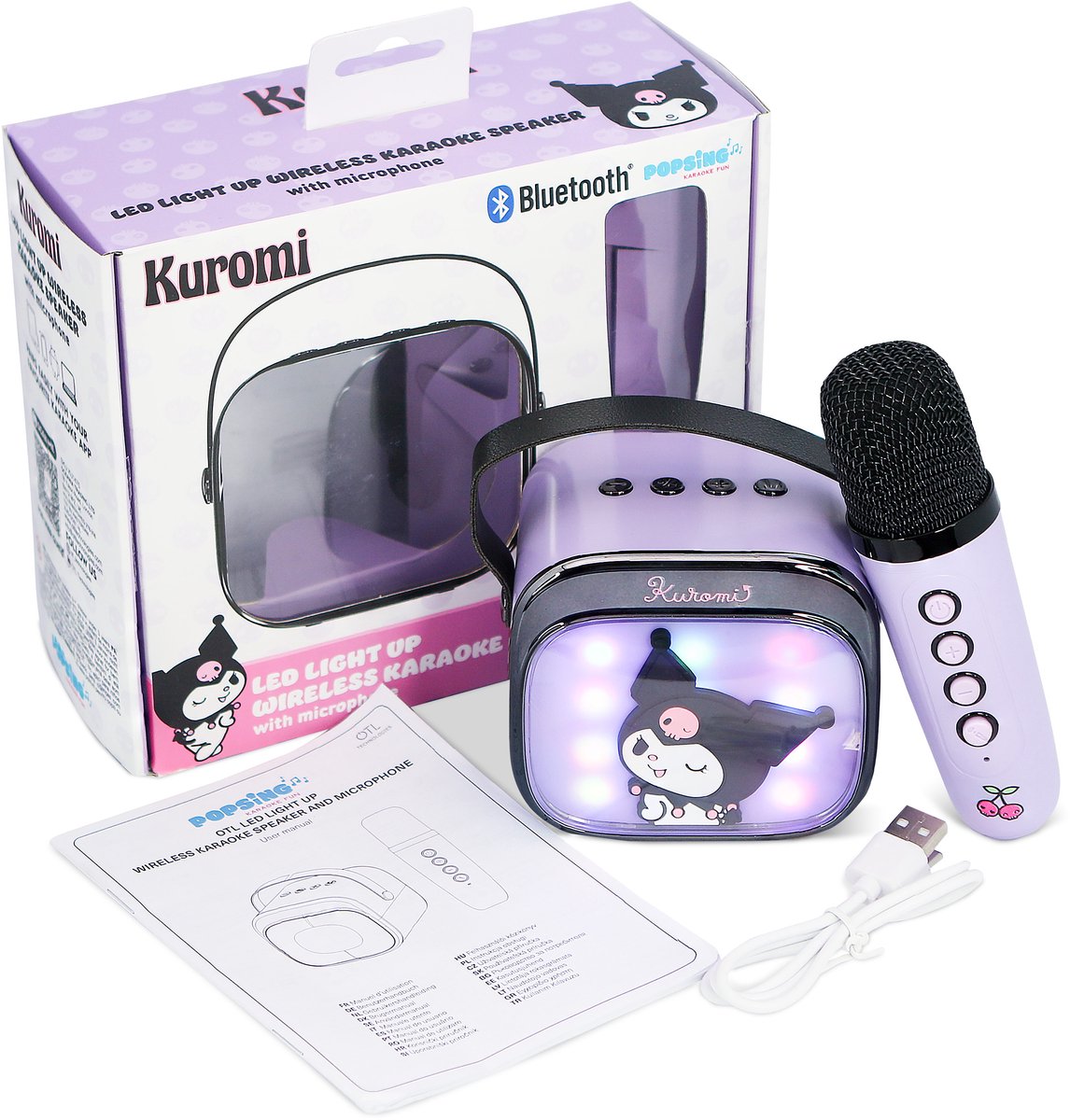 Kuromi - karaoke set voor kinderen - draadloze microfoon en speaker - met lichteffecten en stemeffecten — afbeelding 12