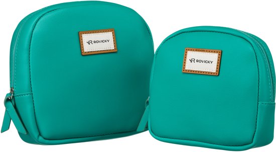 Rovicky Set de 2 trousses de toilette - Simili cuir - Organisateur de voyage - Trousse à Maquillage - Zwart