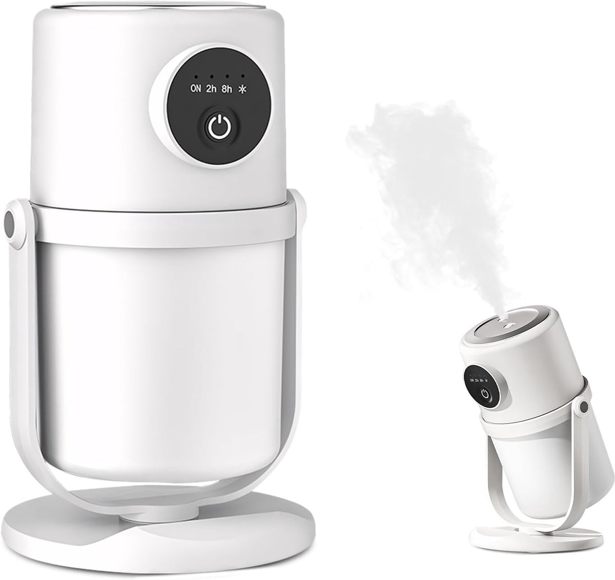 Luchtbevochtiger - 28dB stille - voor de babykamer, luchtbevochtigers voor slaapkamers - mini-luchtbevochtiger - met automatisch uitschakelbaar nachtlampje - 90° roterende ultrasone koele mist luchtbevochtigers - voor huis en planten - Wit
