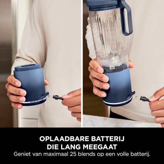 Draagbare Blender To Go Oplaadbaar - 570ml Blendbeker met Lekbestendige Deksel - 3 Blendfuncties - Blendt IJs & Bevroren Fruit - Ideaal voor Smoothies & Proteïne Shakes (Marineblauw) — afbeelding 4