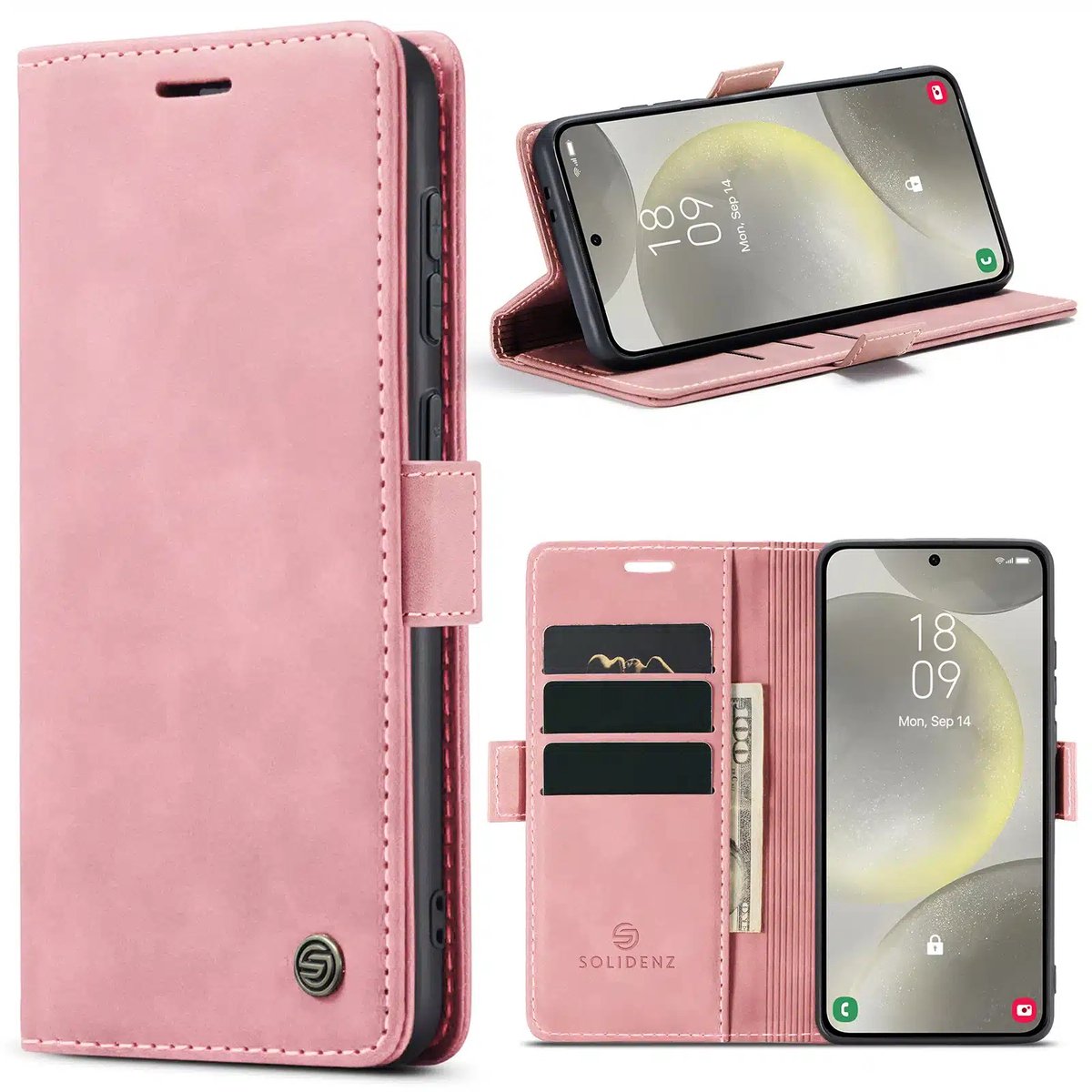 Solidenz Hoesje - Geschikt voor Samsung Galaxy S25 - Urban Book - Roze