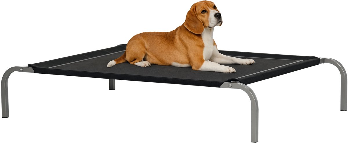 PawHut-Verhoogd Hondenbed-Textiel-110x75x20cm-Zwart