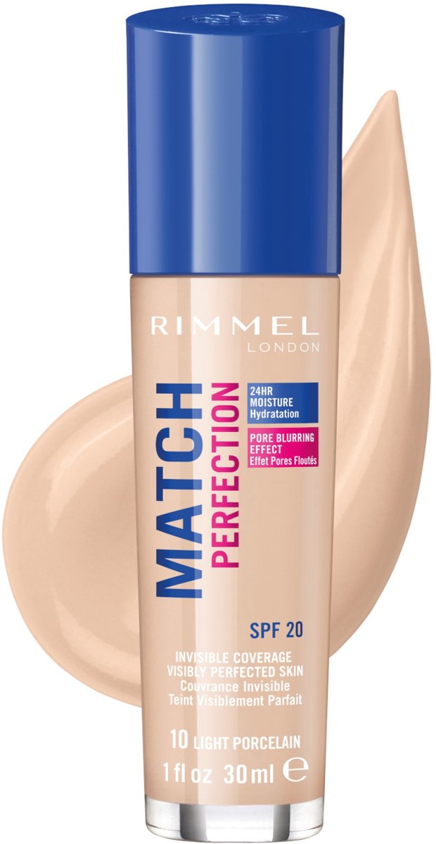 Bol.com Rimmel London Match Perfection Foundation - 010 Light Porcelain - Beige aanbieding