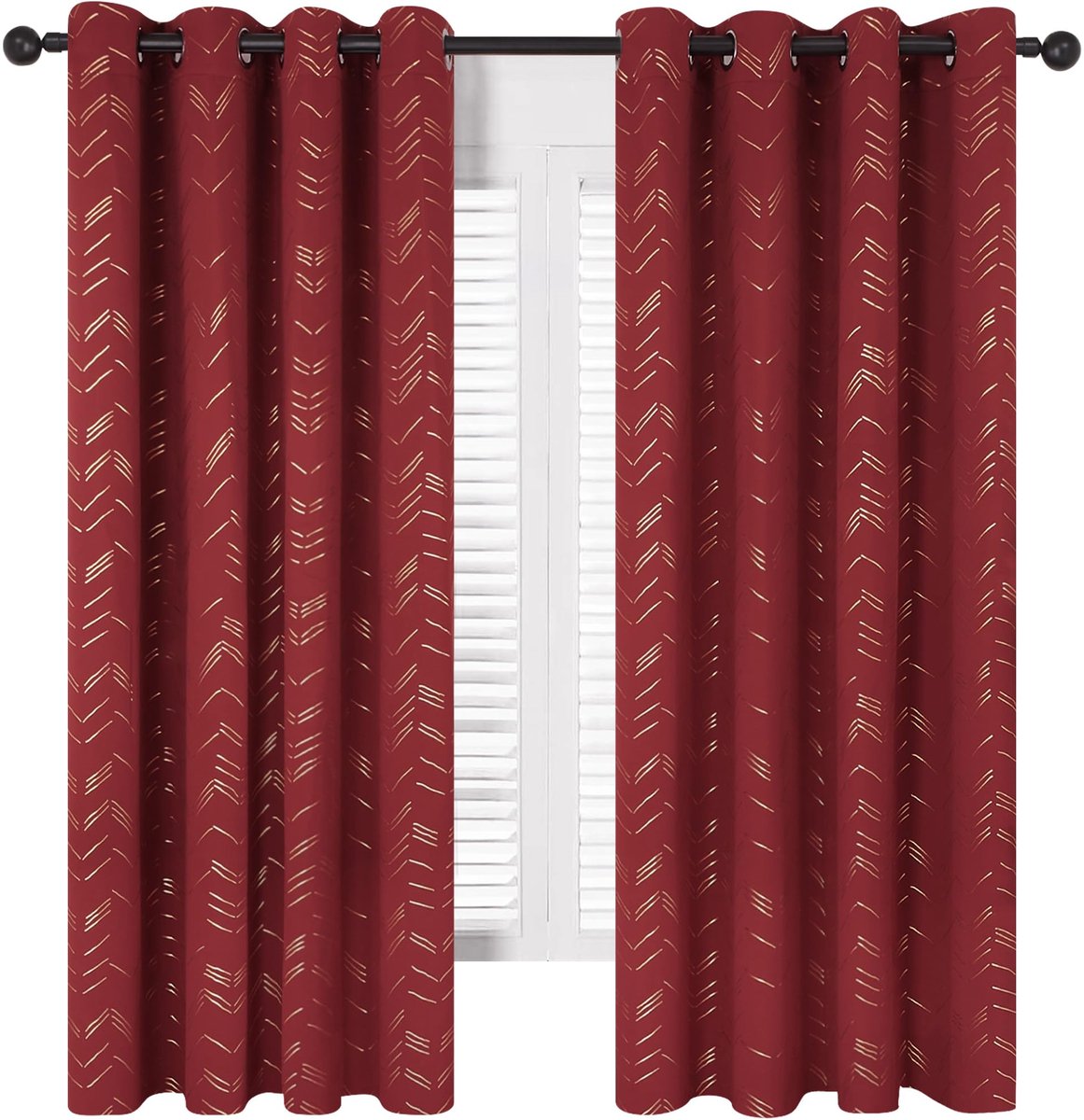 Unyqoos Moderne rode verduisteringsgordijnen met elegante lijnen en thermische isolatie rood