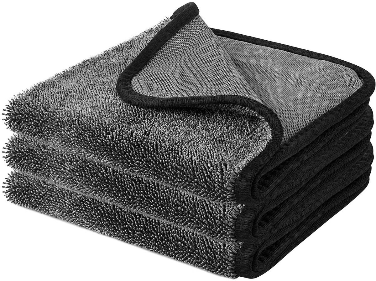 TuseRxln Microvezeldoek - Handdoeken - Snelle Droging & Vlek-En Pluisvrij - 3 Stuks - Voor Yoga, Camping En Badkamer Zwart